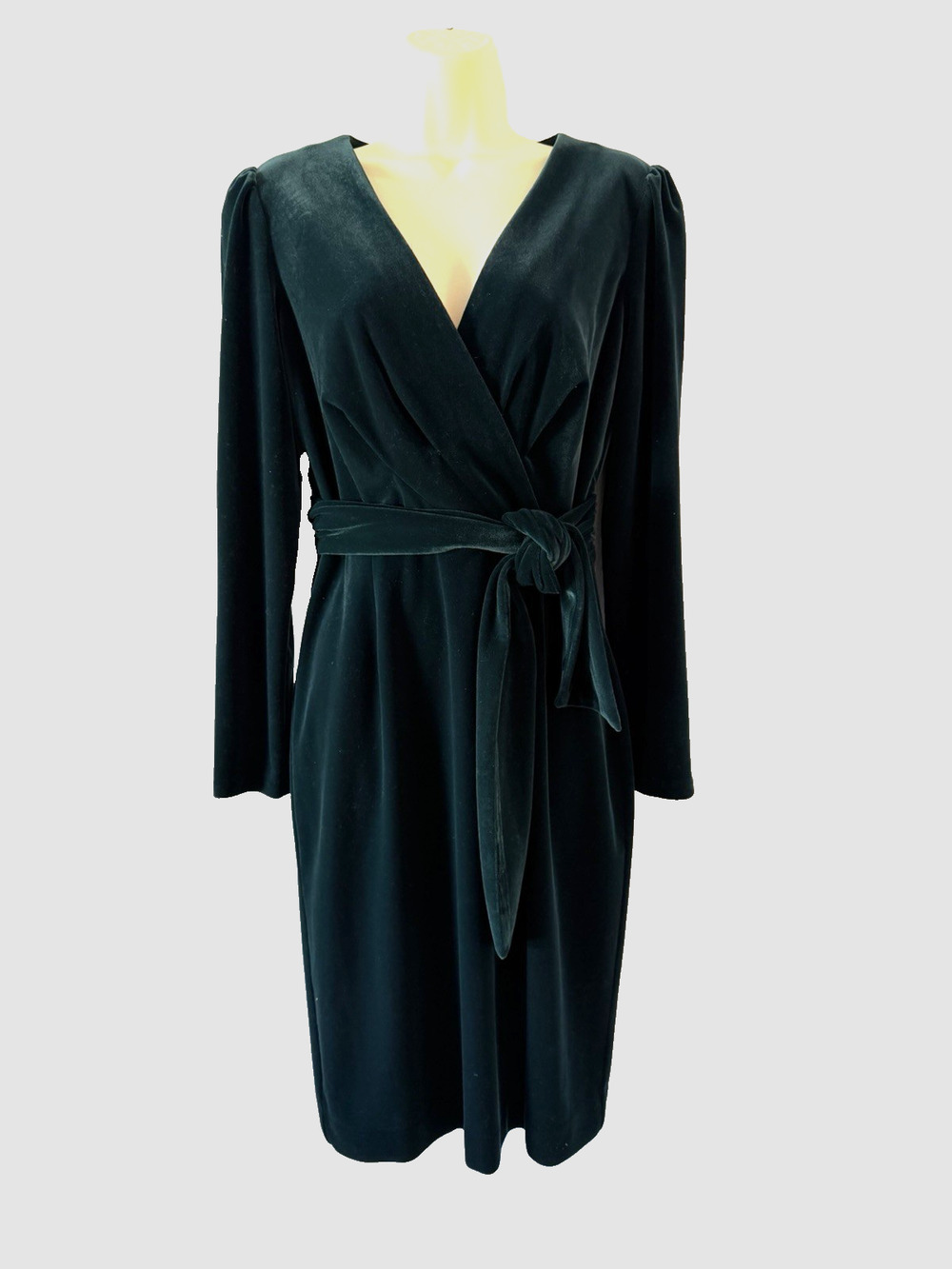 Antonio Melani Teal Velvet Faux Wrap Sheath Dress Woman’s Size 4 Holiday Party